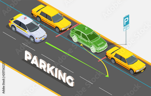 Parking Isometric Background Concept