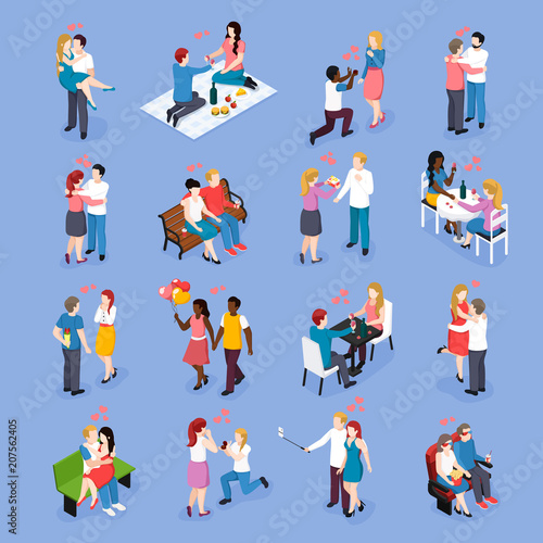 Wallpaper Mural Date Romantic Dinner Isometric Icons Torontodigital.ca