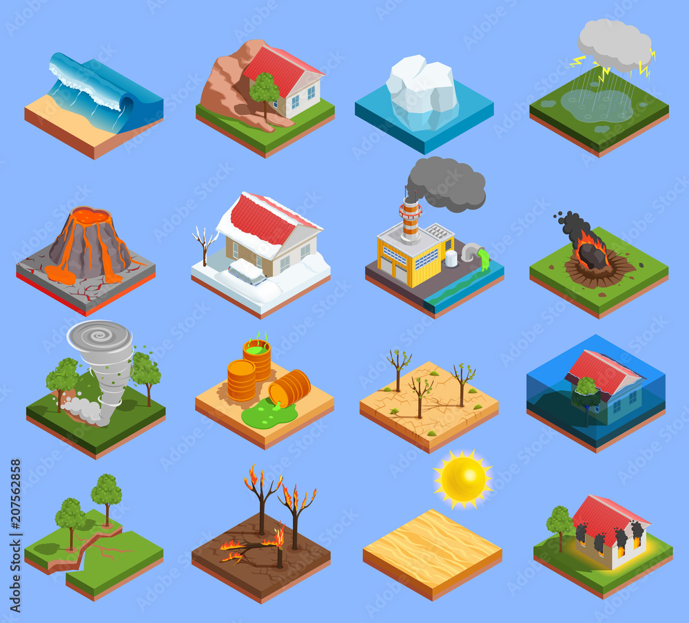 Natural Disaster Icons Set Natural Disaster Icons Set