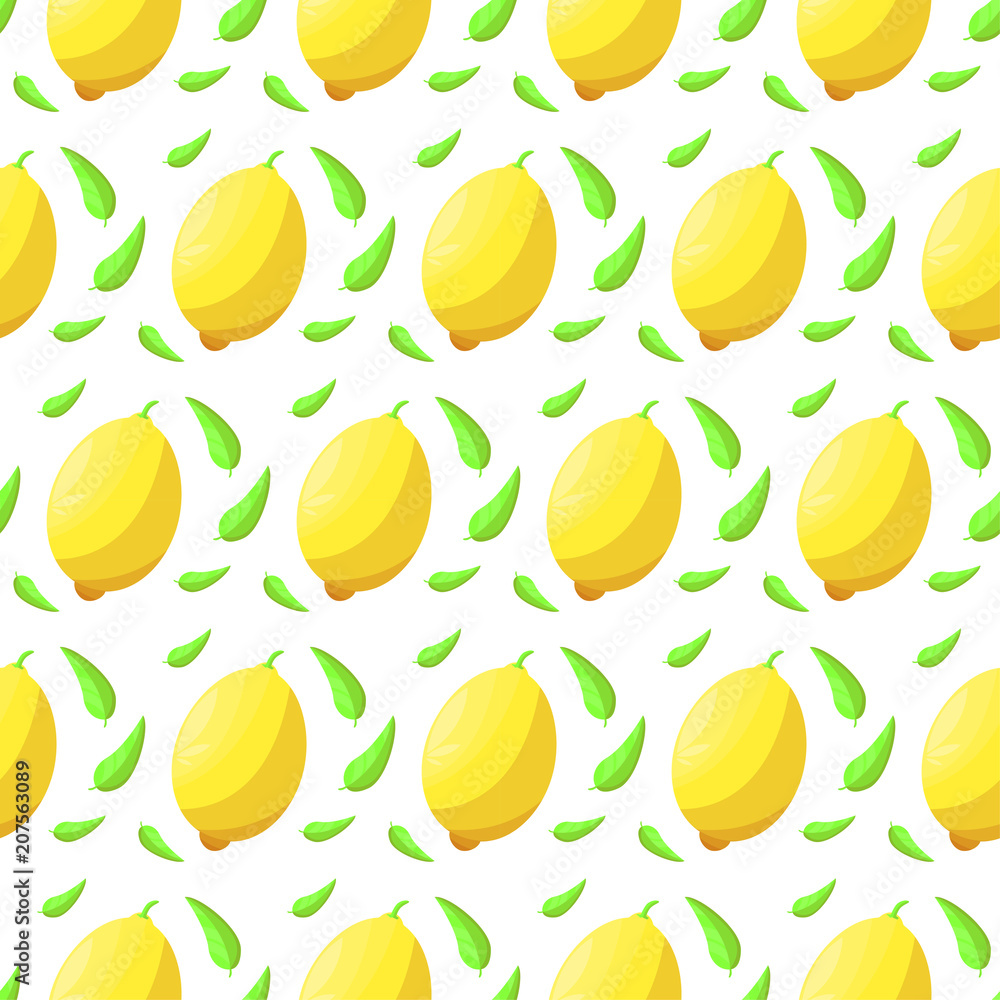 Seamless background of citrus fruits. Pattern of lemons