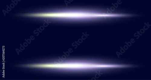 Blue Glowing light effects on blue background. Optical flare objects . Vector abstract blue flashes