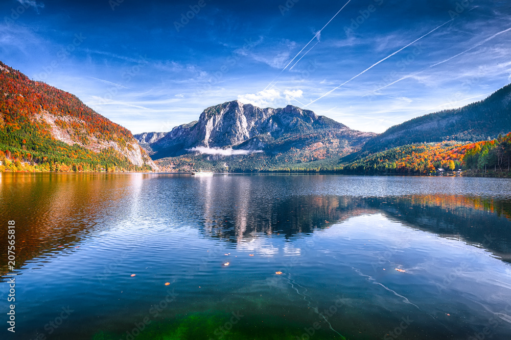 Sunny morning on the lake Altausseer See Alps Austria Europe