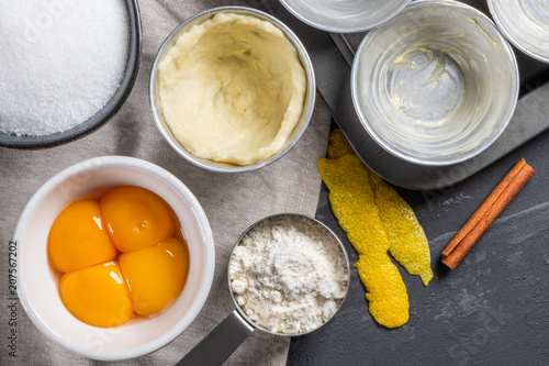 Wallpaper Mural Ingredients for homemade baking portuguese egg tarts. Traditional portuguese dessert pastel de nata Torontodigital.ca