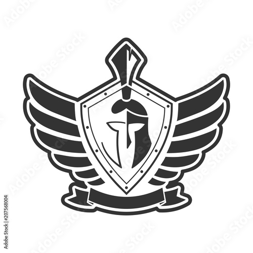 Military symbol on shield vector icon.