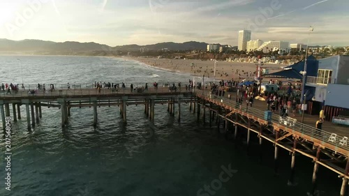 4k aerial clip of the world famous Santa Monica Pier 