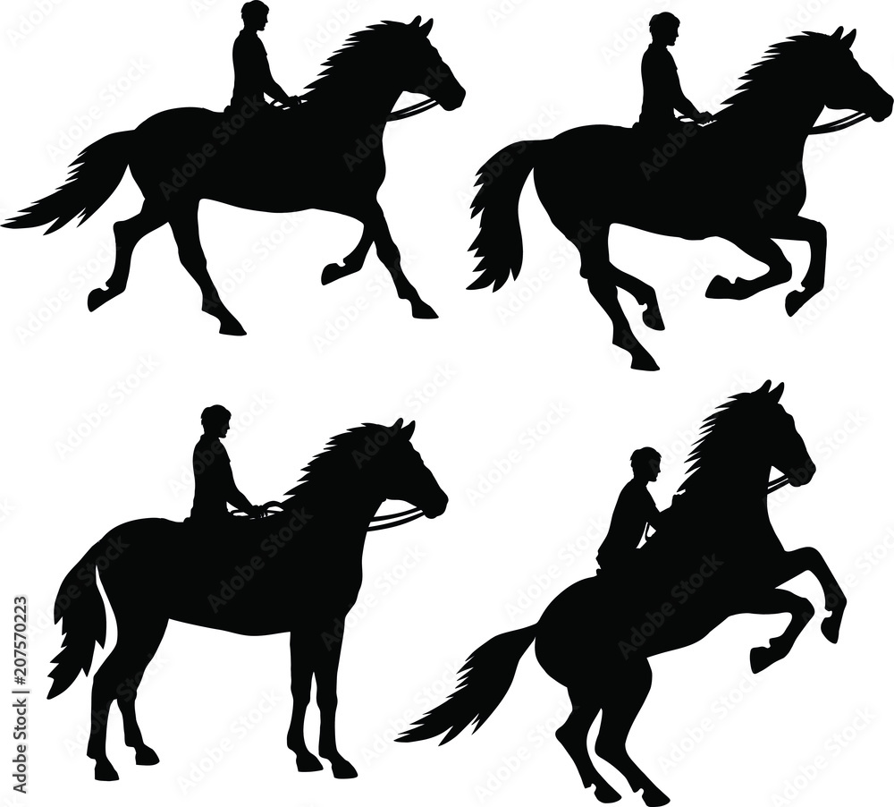 Ταπετσαρία Set of isolated silhouettes of horsemen