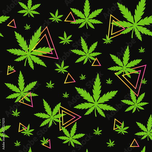Marijuana,green weed, dope seamless pattern