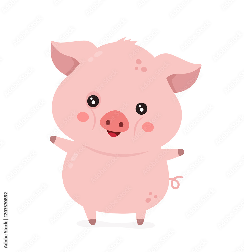 Cute smiling happy funny little pig Cute smiling happy funny little pig