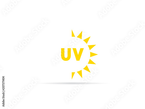 UV radiation icon, ultraviolet with sun logo symbol. vector illustration.