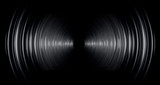 Sound waves oscillating dark blue light, Abstract technology background. Vector. loudspeaker