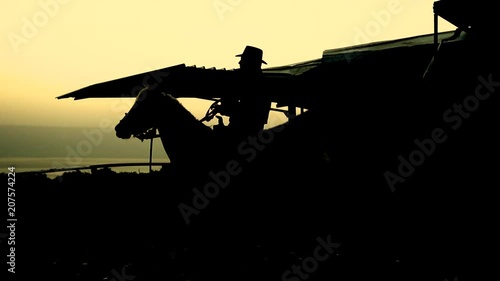 Silhouette Of Cowboy Rider Ranch - Golan Area, Israel