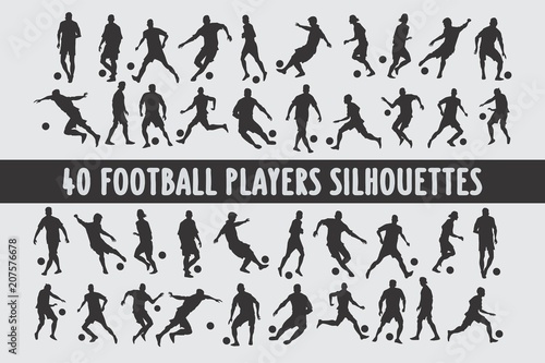20 Footbal Players Silhouettes various design set