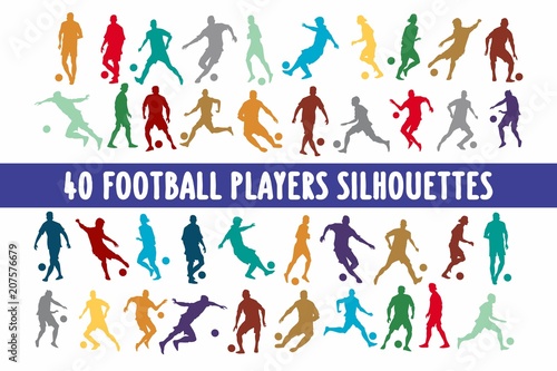 20 Footbal Players Silhouettes various design set photo
