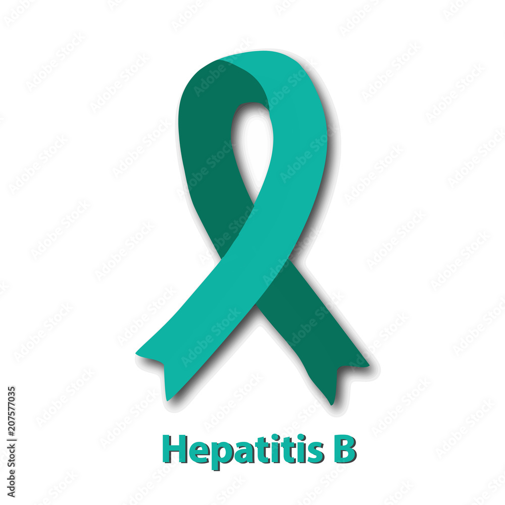 Jade ribbon. Hepatitis B virus. World Hepatitis Day. Vector illustration on isolated background. Jade ribbon. Hepatitis B virus. World Hepatitis Day. Vector illustration on isolated background.