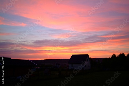 colorful summer sunset from the countryside