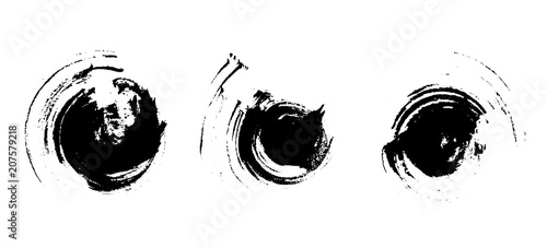 Vector Grunge Ink Round Brushed Texture Isolated