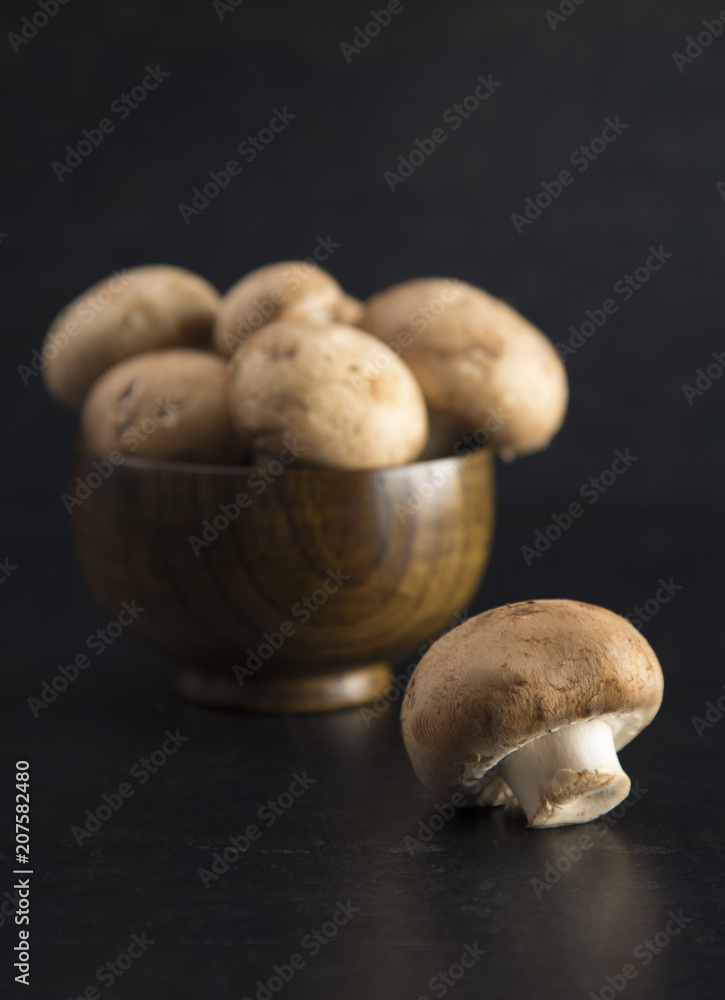 Mushrooms on a Dark Counter Mushrooms on a Dark Counter