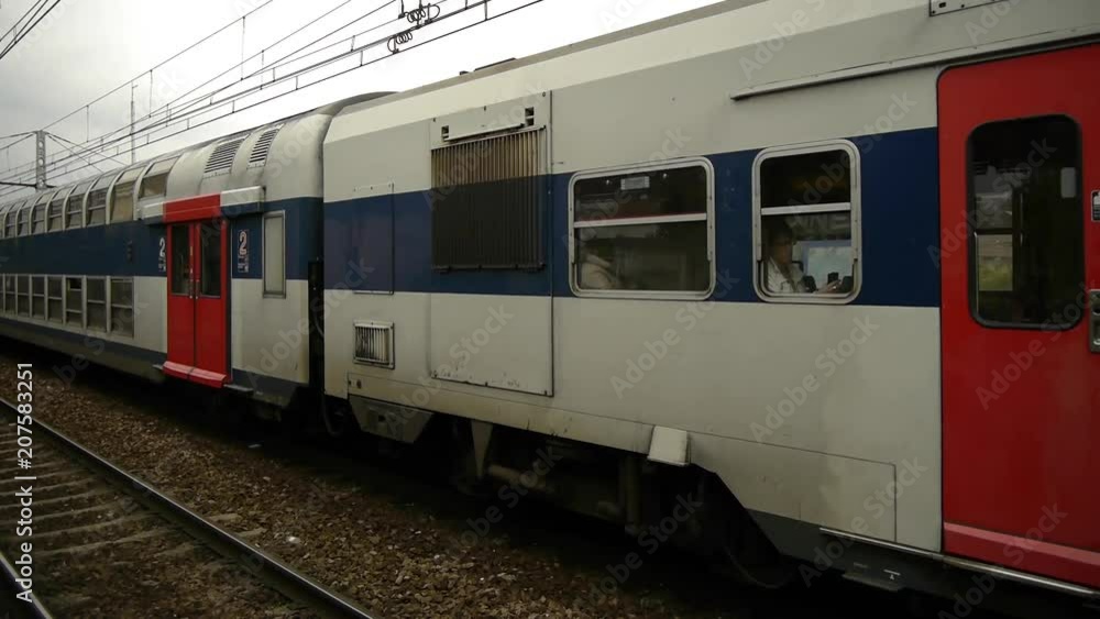 france. Passenger Train Leaving brunoy Railway Station france. Passenger Train Leaving brunoy Railway Station