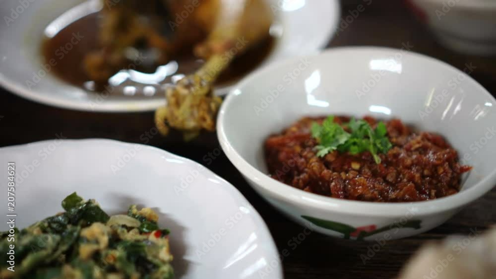 Thai Northern food set table video 4K Thai Northern food set table video 4K