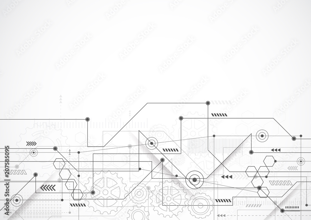 Abstract background with technology circuit board texture. Electronic motherboard illustration. Communication and engineering concept. Vector illustration