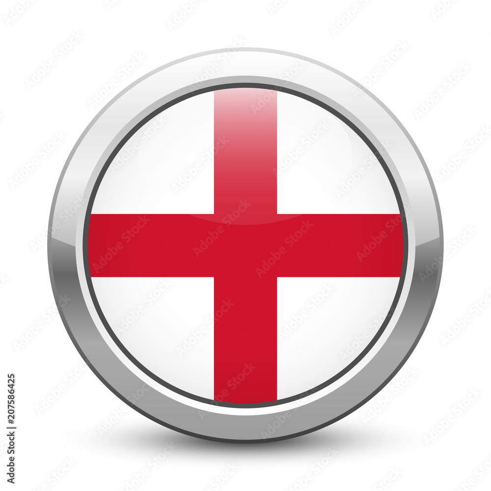 England - shiny metallic button with national flag. English symbol isolated on white background. Vector EPS10 England - shiny metallic button with national flag. English symbol isolated on white background. Vector EPS10