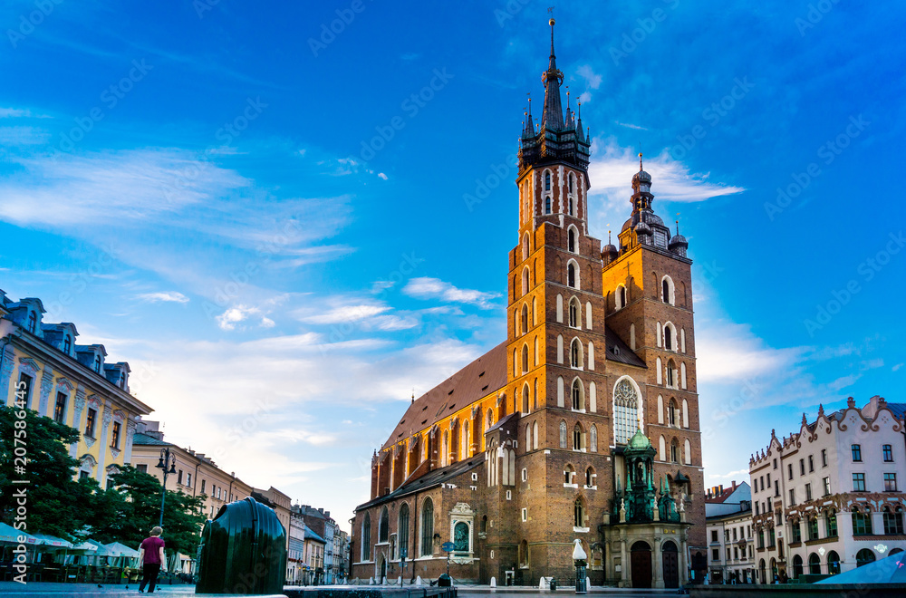 Fototapeta premium KRAKOW, POLAND - August 27, 2017: antique Church building in Krakow, Poland