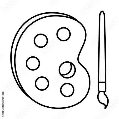 paint colors pallette with brush vector illustration design