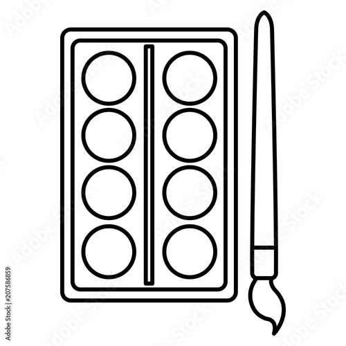 paint colors pallette with brush vector illustration design