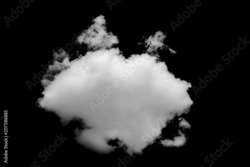 White cloud isolated on black background, Black sky and single white cloud