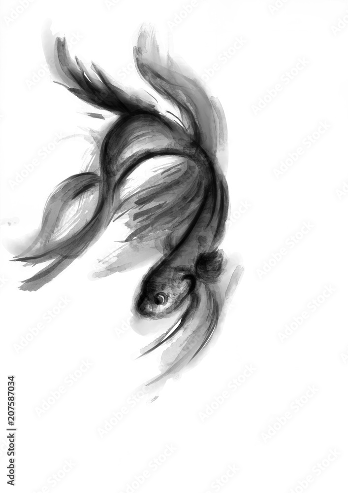 Fish Japanese Ink Art Fish Japanese Ink Art
