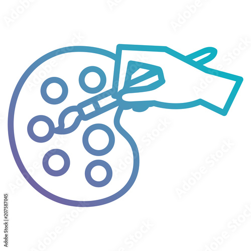 hand with paint brush pallette vector illustration design