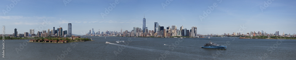 Panorama of Downtown Manhattan Skyline from the Statue of Liberty