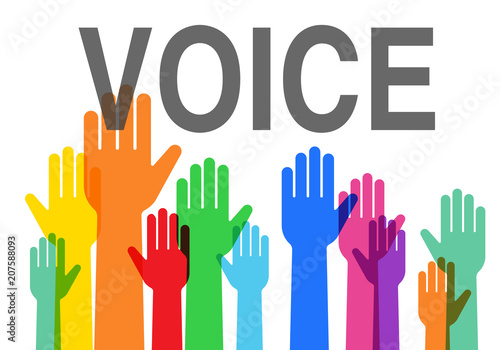 手をあげる人々のイラスト_VOICE