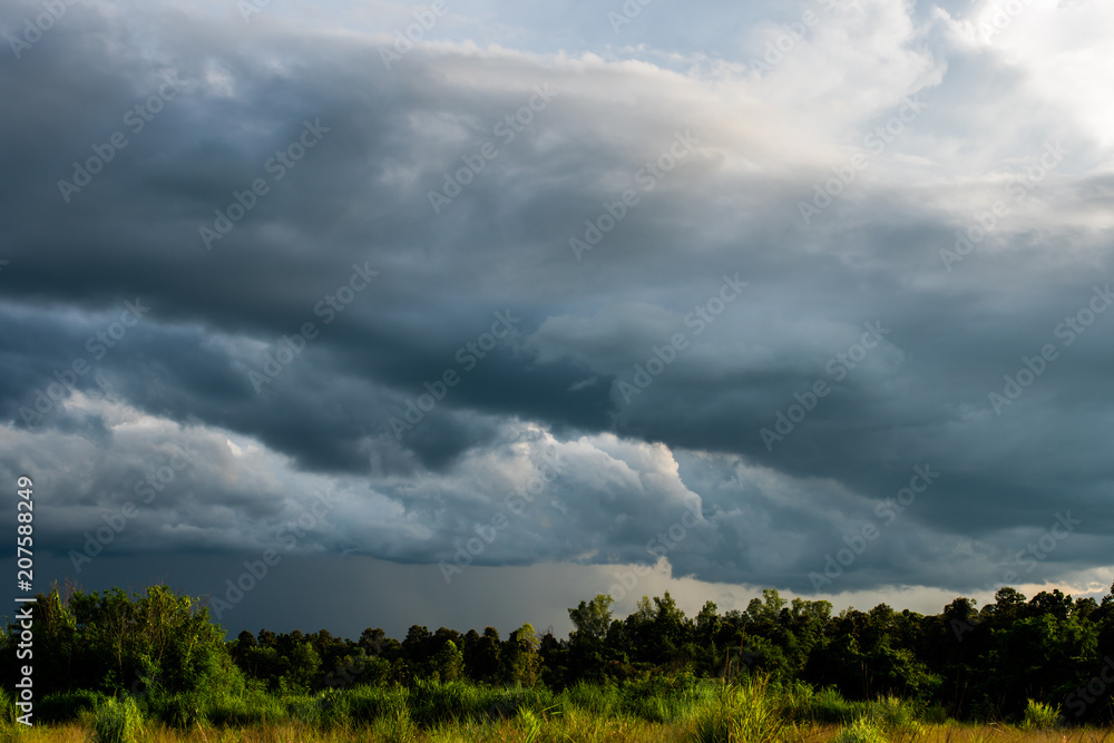 colorful dramatic sky with cloud at sunset.