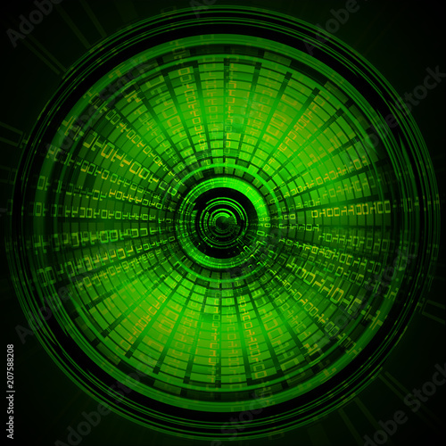binary circuit board future technology  green cyber security concept background  abstract hi speed digital internet.motion move blur. eye pixel 