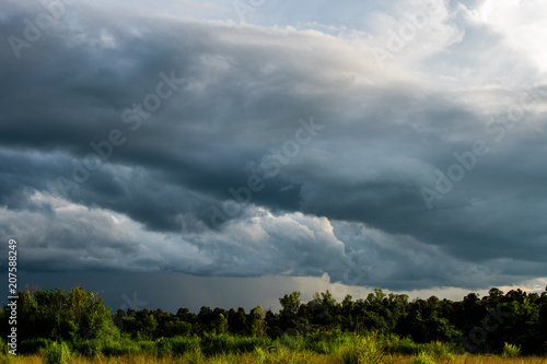 colorful dramatic sky with cloud at sunset.