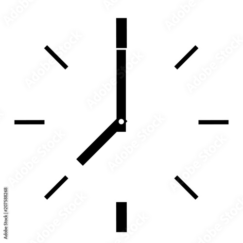 line round clock on white background. flat style. line clock sign. black clock symbol. modern simple flat hour sign. time symbol for web site design, mobile app, logo.
