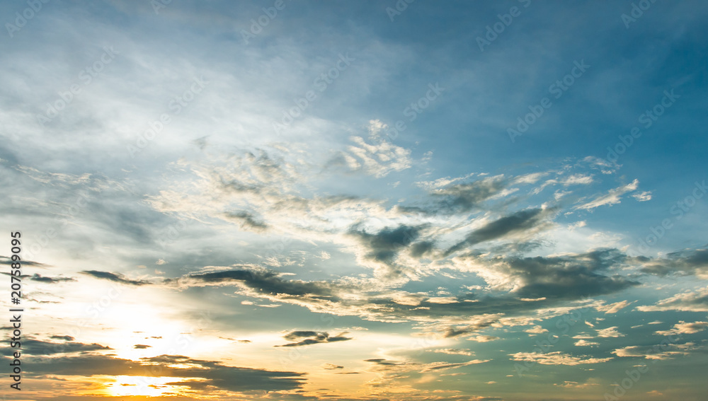 Fototapeta premium colorful dramatic sky with cloud at sunset.