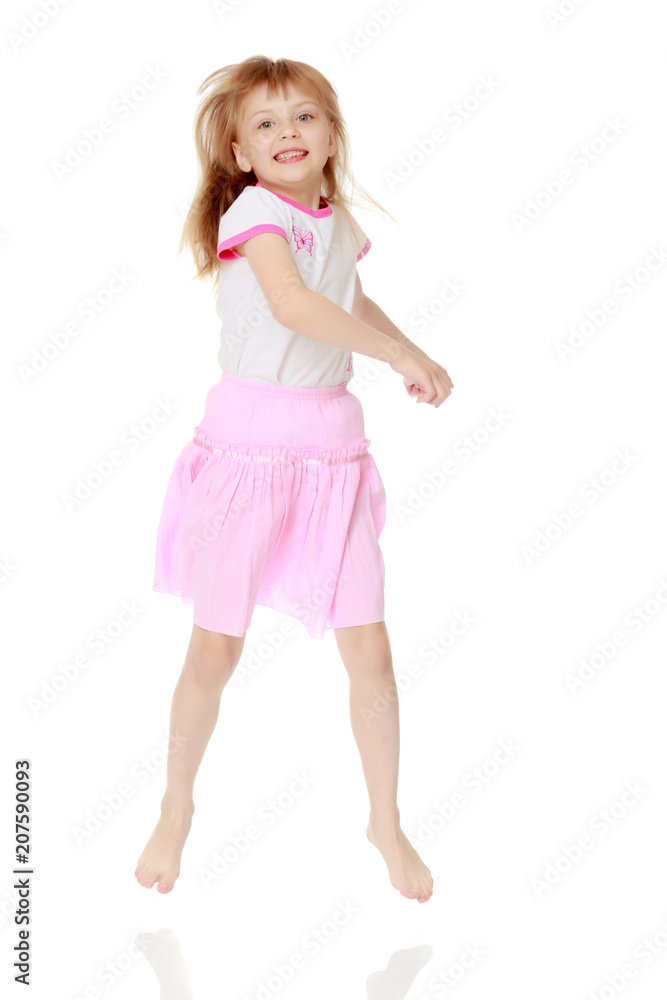 Little girl is jumping. Little girl is jumping.