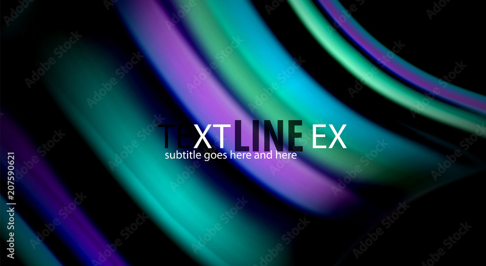 Abstract wave lines fluid rainbow style color stripes on black background. Artistic illustration for presentation, app wallpaper, banner or poster Abstract wave lines fluid rainbow style color stripes on black background. Artistic illustration for presentation, app wallpaper, banner or poster