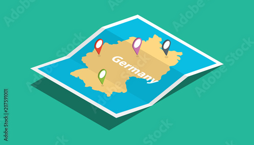 germany explore maps with isometric style and pin location tag on top