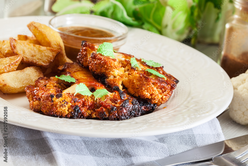 Vegetarian roasted cauliflower steak with herbs Vegetarian roasted cauliflower steak with herbs