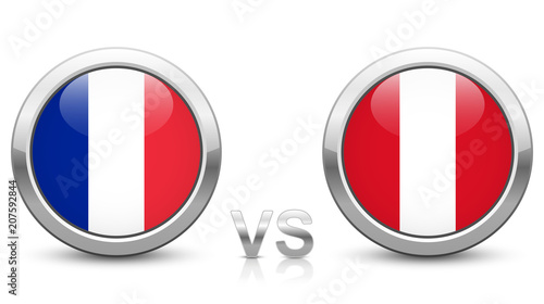 Free Download France vs Peru - Match 21 - Group C - 2018 tournament. Shiny metallic icons buttons with national flags isolated on white background. - GFXLoad