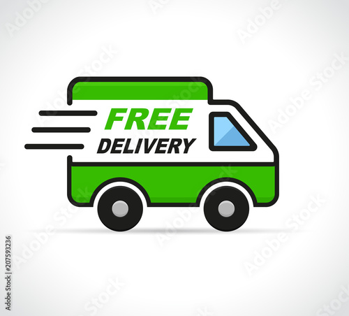 free delivery van on white background