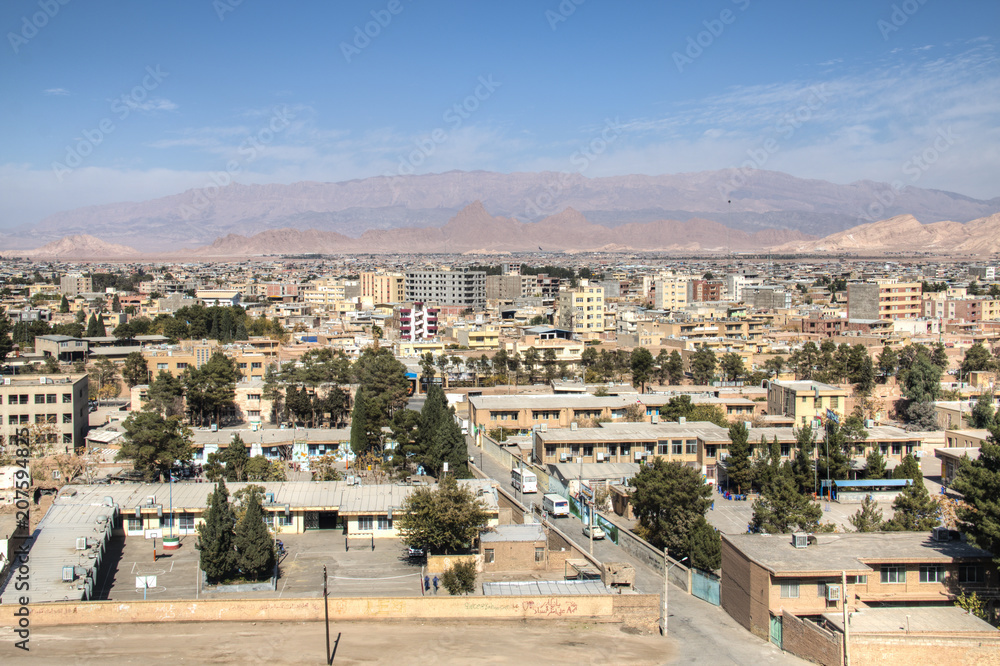 Naklejka premium View over the desert city Kerman, Iran.