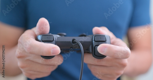 Man play with console