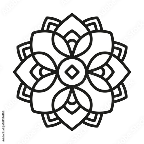 Simple Mandala Shape for Coloring. Vector Mandala. Floral. Flower. Oriental. Book Page. Outline.