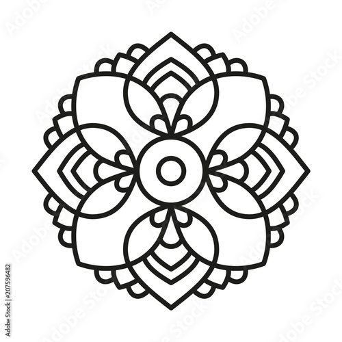 Simple Mandala Shape for Coloring. Vector Mandala. Floral. Flower. Oriental. Book Page. Outline.