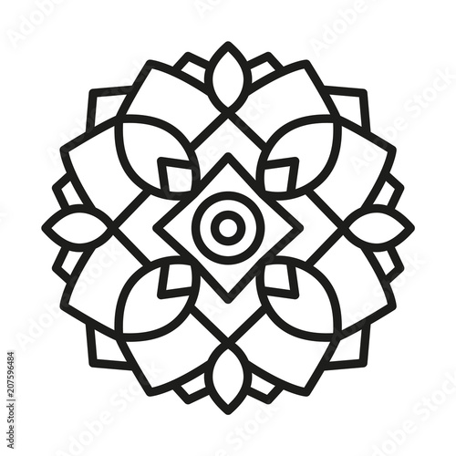 Simple Mandala Shape for Coloring. Vector Mandala. Floral. Flower. Oriental. Book Page. Outline.