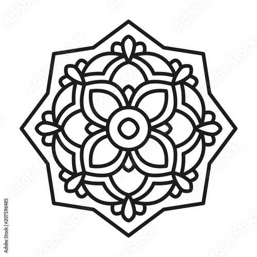 Simple Mandala Shape for Coloring. Vector Mandala. Floral. Flower. Oriental. Book Page. Outline.